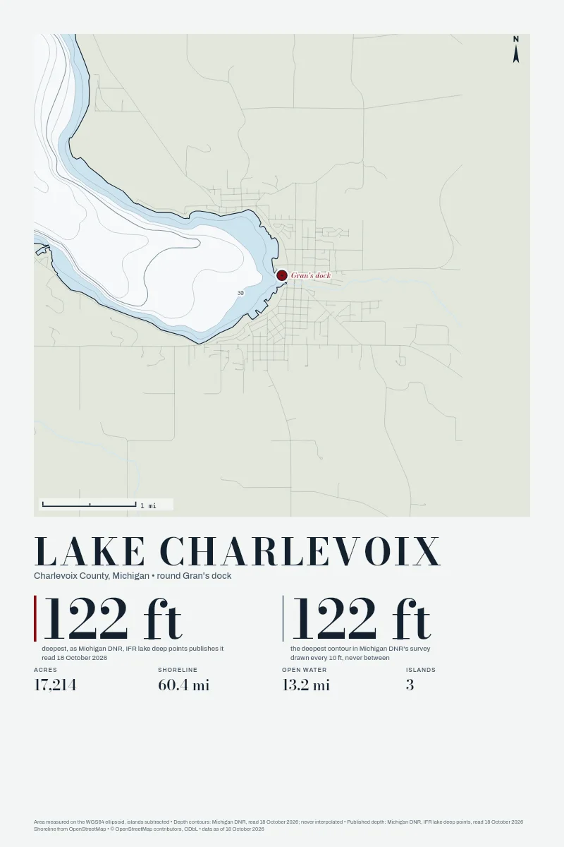 The Bay in Chart, drawn with sample words on Lake Charlevoix.