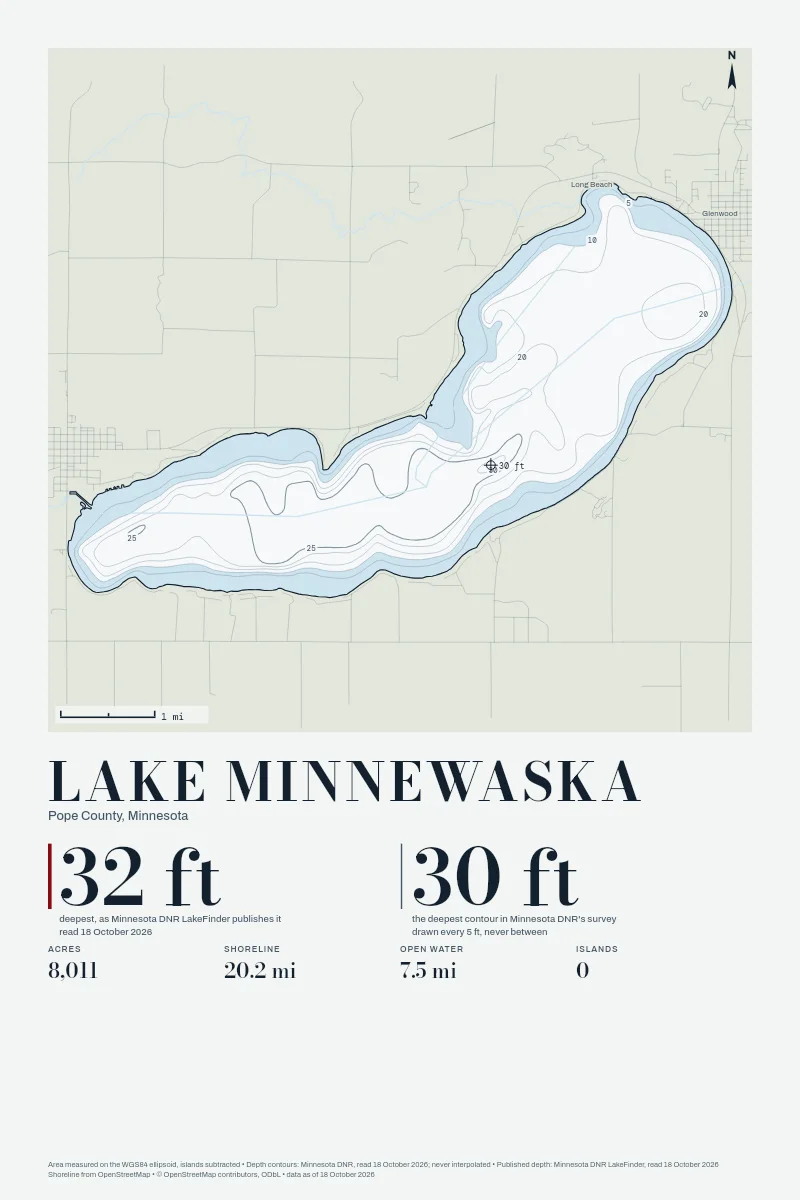 Lake Minnewaska in Chart on Chart, its depth contours drawn from the state's survey.